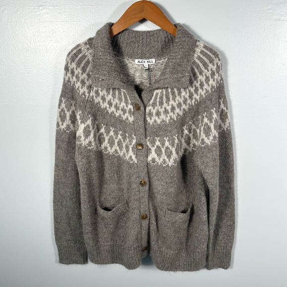 Alex Mill Louie Fairisle Cozy Cardigan Sweater NWT Size Large Winter Comfy Chic - Picture 4 of 15